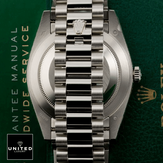 Rolex Day-Date 228206 "Ice Blue Baguette" Premium Duplicate rolex daydate 228206 0004 replica bracelet Rolex Day-date 228206 Oyster replica stainless steel on the service card
