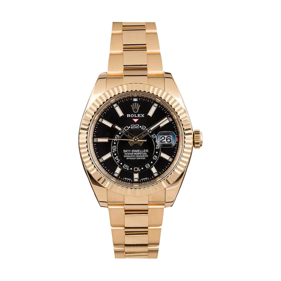 rolex-sky-dweller-black-dial-yellow-gold-326938-replica Rolex Sky-Dweller 326938-0004 "Yellow Gold" Replica - Image 1