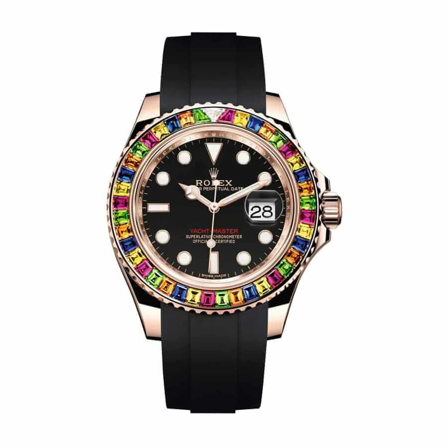 rolex-yachtmaster-rubber-strap-replica Rolex Yacht-Master Gem-Set Bezel 116695 Super Clone Quality - Image 1