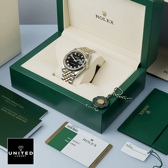 Rolex Datejust 69173 Lady Diamond Black Dial Premium Replica 1:1 Rolex Datejust two-tone replica, Rolex Box and warranty card