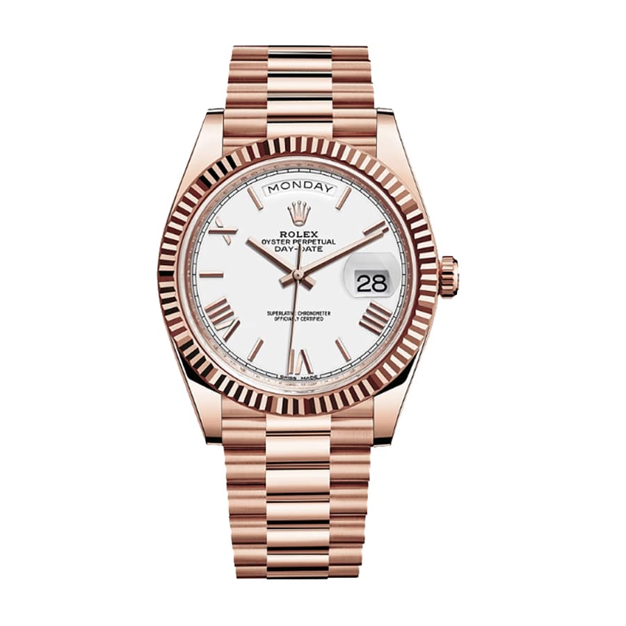 rolex-day-date-228235-40mm-kw-rose-gold-stripe-dial Rolex Day-Date 228235 "White Dial" Signature Replica 1:1 - Image 1