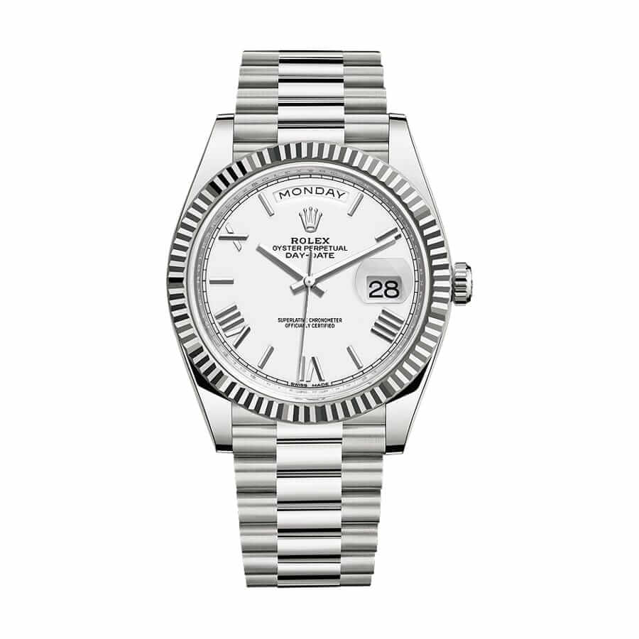 rolex-day-date-228239-40mm-kw-stainless-steel-silver-stripe-dial-replica Rolex Day-Date 228235 "Stripe Dial" Exclusive Clone Edition - Image 1