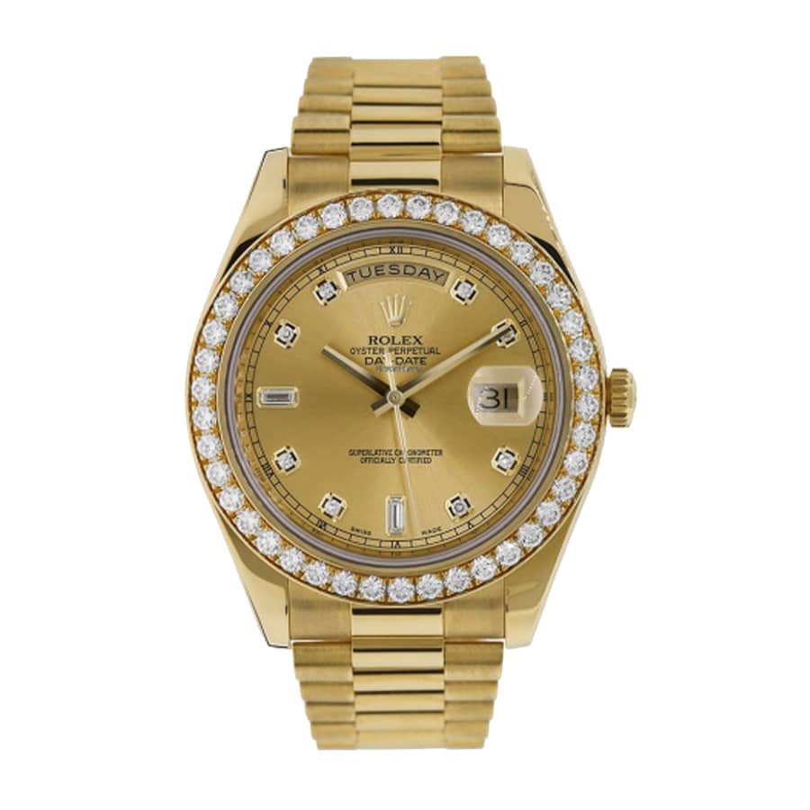 rolex-day-date-ii-218348-41mm-kw-yellow-gold-diamonds-champagne Rolex Day-Date 228348 "President" Master Clone Quality - Image 1