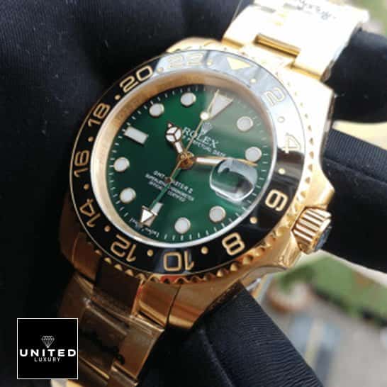 Rolex GMT-Master II 11678LN Premium Copy 1:1 rolex gmt green dial replica Rolex GMT Green Dial Replica Gold Bracelet