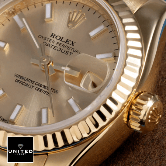 Rolex Datejust Gold 279178 Collector’s Clone 1:1 Rolex Datejust 279178 Yellow Gold Crown Pusher