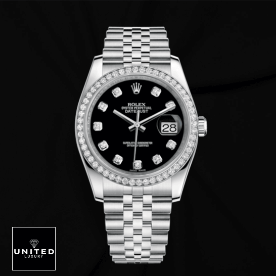 Rolex Datejust 116234 "Black Dial" Premium Clone rolex datejust 279384RBR white gold automatic dark grey diamond dial jubilee replica front