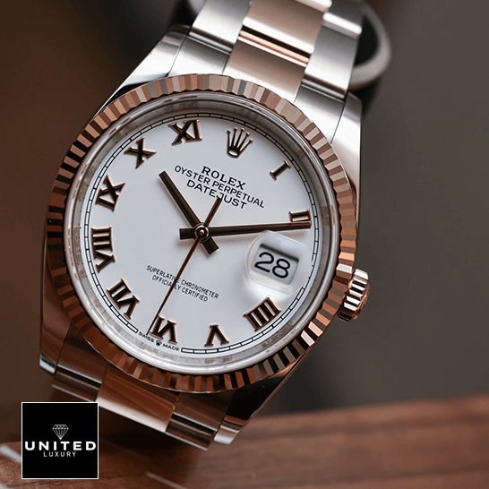 Rolex Datejust 126223 Two-Tone Super Clone 1:1 Rolex Datejust 126231 White Dial Roman Oyster Replica grey background