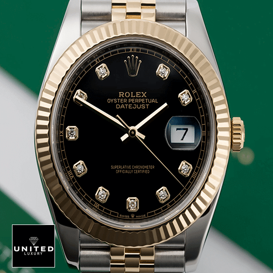 Rolex Datejust 12633BKDJ Ultra Realistic Replica Rolex Datejust 12633BKDJ Yellow Gold Fluted Bezel Black Dial Replica