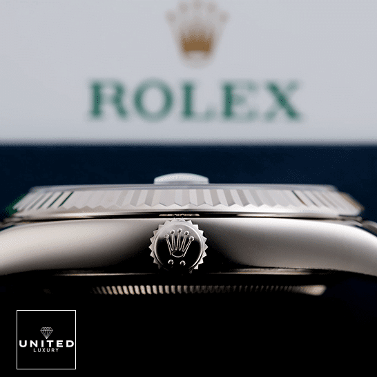 Rolex Day-Date 228239-0002 "Blue Dial" Elite Clone Edition rolex day date 40 228239 ew stainless left Rolex Day-Date 40 228239 Stainless Steel Case Replica Silver Crown Pusher