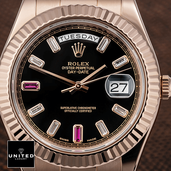 Rolex Day-Date II 218235 "Black Dial" Premium Replica 1:1 Rolex Day-Date II 218235 Gem-Set Indıces Black Dial