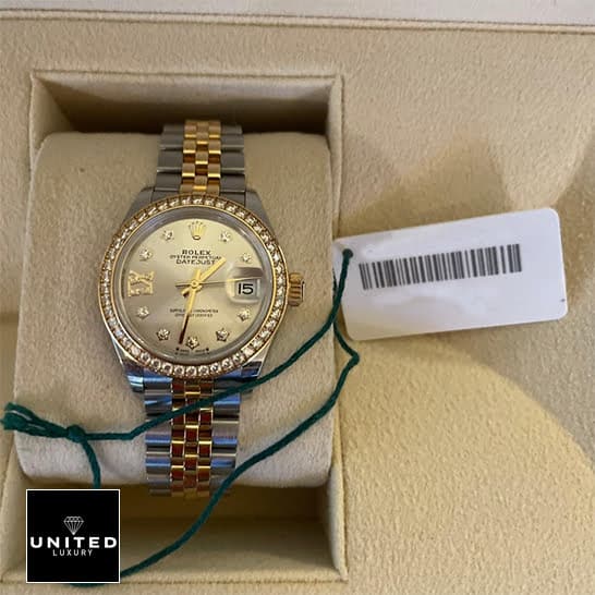 Rolex Lady-Datejust 279383RBR Champagne Diamond Master Clone Quality 3 7 Rolex Datejust 279383RBR-0003 Yellow Gold Replica