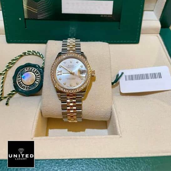 Rolex Lady-Datejust 279383RBR Champagne Diamond Master Clone Quality 4 6 Rolex Datejust 279383RBR-0003 Yellow Gold Replica in Box