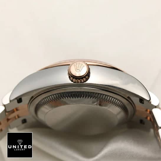 Rolex Lady-Datejust 279171 Everose Chocolate Dial Exclusive Clone Edition Rolex 279171 0021 Everose Replica 122 Rolex Everose 279171 Replica Crown and push button