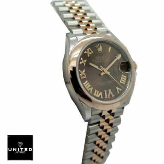 Rolex Datejust 278341RBR Chocolate Diamond Dial Authentic Clone 1:1 asdw 1 Rolex datejust everose roman replica side view and stainless steel bracelet