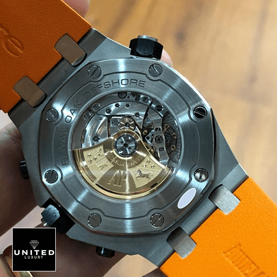 Audemars Piguet Royal Oak Offshore 26703ST.OO.A070CA.01 Supreme Replica Edition audemars piguet royal oak offshore 26703ST.OO .A070CA.01 replica case Audemars Piguet Royal Oak Offshore Steel Mechanism Case Replica upside view