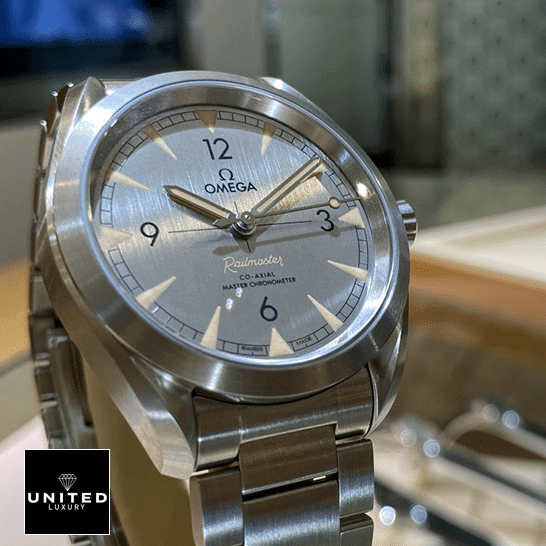 Omega Railmaster Co-Axial Master Steel 220.10.40.20.06.001 Perfect Duplicate 1:1 omega railmaster 220.10.40.20.06.001 right Omega Railmaster 220.10.40.20.06.001 Steel Dial Replica front view