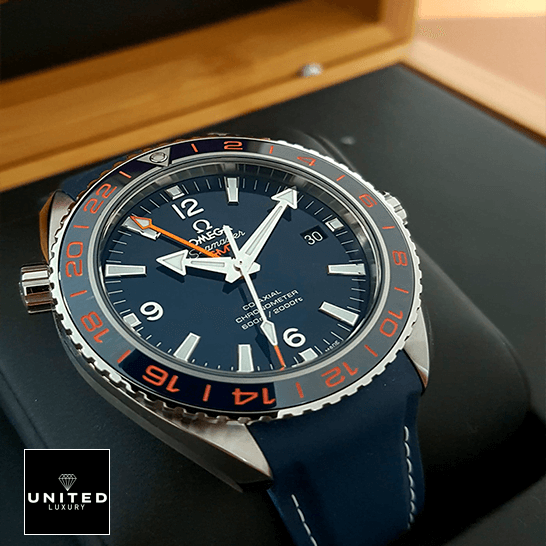 Omega Seamaster Planet Ocean Co-Axial Master Chronometer Chronograph 232.30.44.22.03.001 Perfect Clone Edition omega seamaster planet ocean steel 232 32 44 22 03 001 blue dial front Omega Seamaster GMT 232_32_44_22_03_001 Blue Bezel Replica in the box