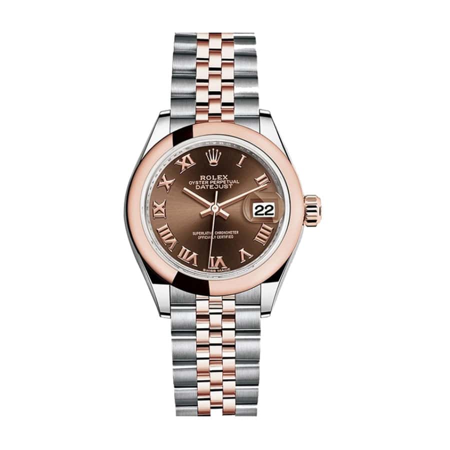 rolex-datejust-28mm-279161-steel-everose-gold-automatic-chocolate-dial Rolex Lady-Datejust 279161 Chocolate Roman Dial Mirror Clone Quality - Image 1