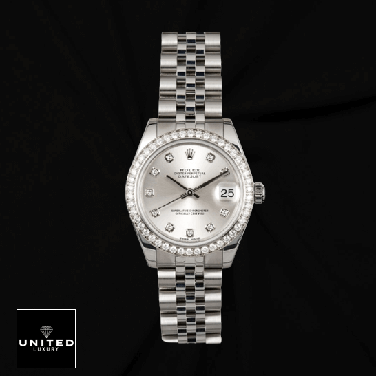 Rolex Datejust 178384 "Diamond Dial" Premium Clone Rolex Datejust Diamond bezel Jubilee Bracelet Replica black background