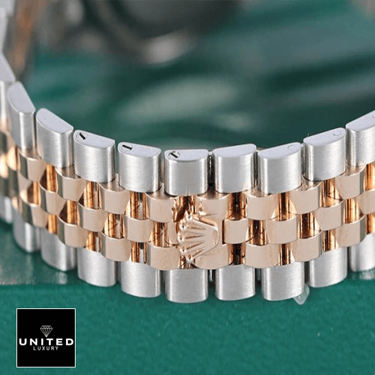 Rolex Lady-Datejust 279161 Chocolate Roman Dial Mirror Clone Quality Rolex 279161 Steel Gold Jubilee Bracelet Replica on the green box