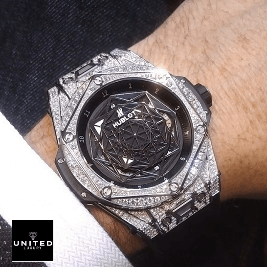 Hublot Big Bang "Iced Out" Diamond 415.NX.1112.VR.1704.MXM17 Masterpiece Clone hublot big bang sang bleu titanium pave 415 NX 1112 VR 1704 MXM17 replica hand Hublot Big Bang Diamond Bezel Titanium 415_NX_1112_VR_1704_MXM17 Replica
