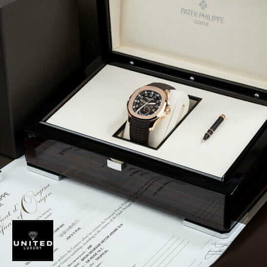 Patek Philippe Aquanaut Travel Time "GMT" 5164 Handcrafted Replica Edition patek travel time Patek Philippe Travel Time Black Dial Gold Bezel Replica in the box
