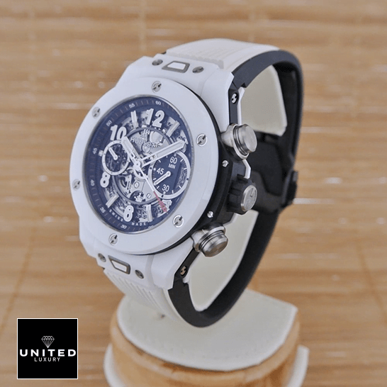 Hublot Big Bang Unico "Skeleton" 411.JX.4802.RT.1904 Top Tier Replica Edition hublot Hublot Big Bang White Rubber Bracelet Replica on the stand push button