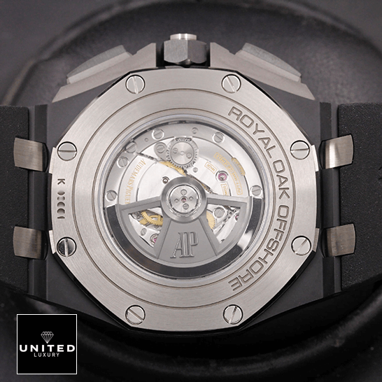 AP Royal Oak Offshore 26405CE.OO.A002CA.02 "Black Ceramic" 1:1 Clone Edition audemars piguet royaloakoffshore 26405CE.OO .A002CA.02 replica back AP Royal Oak Offshore Stainless Steel Case Replica upside view
