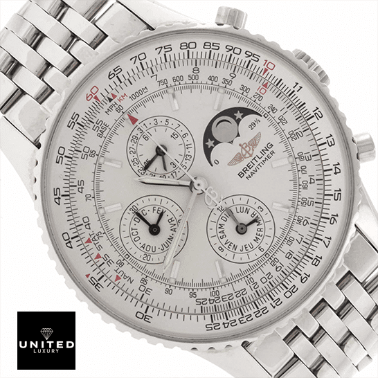 Breitling Navitimer "Olympus" A19340 Precision Clone breitling navitimer olympus a19340 white dial replica Breitling Navitimer White Dial Replica close analog view