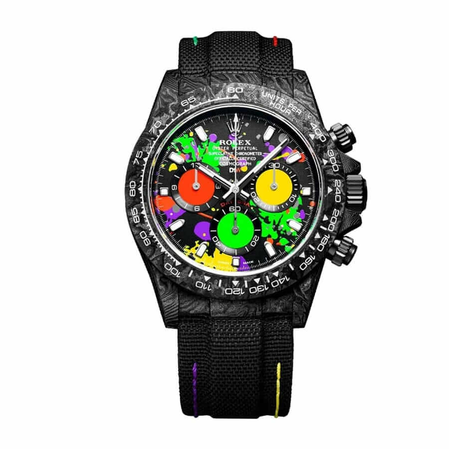 rolex-daytona-diw-carbon-motley-unique-version-multi-color-dial-counter-replica-1 Rolex Daytona "Carbon" 4130 Masterpiece Replica - Image 1