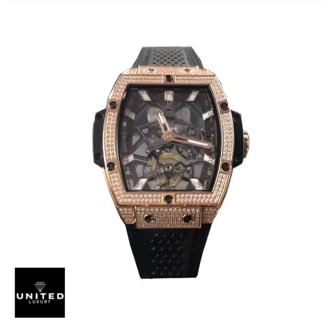 Hublot King Power Tourbillon HK93288 "Ayrton Senna" 1:1 Clone Edition Yeni Proje 3 12 Hublot senna replica front view and white background