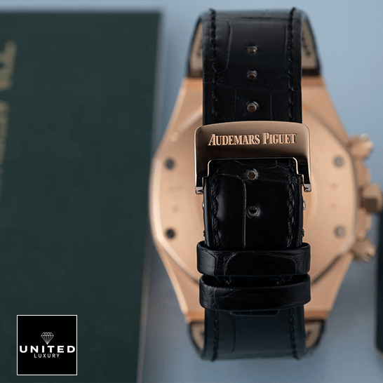 Audemars Piguet Royal Oak Chronograph 26320OR "Rose Gold" Exceptional Replica 1:1 audemars piguet royal oak chronograph 26320OR.OO .D002CR.01 replica clips Audemars Piguet Royal Oak 26320OR.OO_.D002CR.01 Leather Black Bracelet Replica