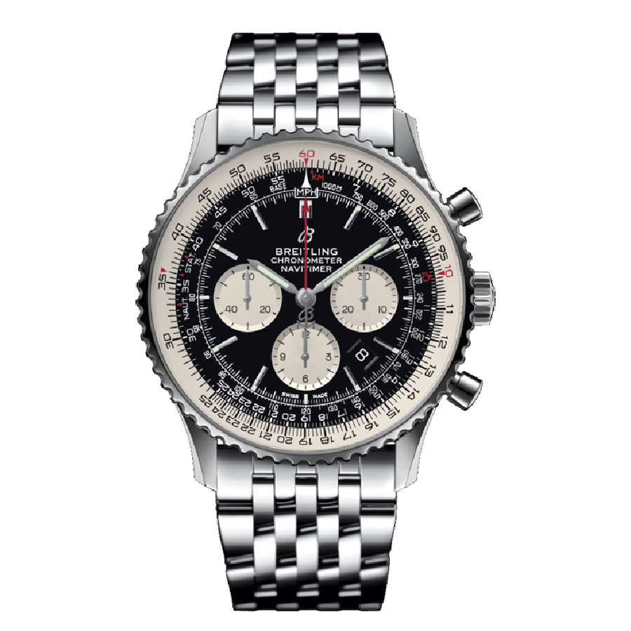 Breitling-Navitimer-B01-Black-Replica-1 Breitling Navitimer B01 Chronograph AB0121211B1A1 "Black Dial" Premium Duplicate Edition - Image 1