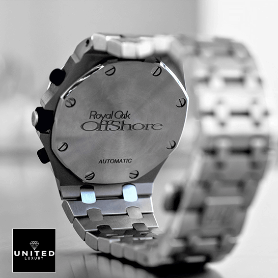 Audemars Piguet Royal Oak Offshore 26237ST "25th Anniversary" Authentic Clone 1:1 audemars piguet royal oak offshore 26237ST.OO .1000ST.01 replica back Audemars Piguet 26237ST.OO_.1000ST.01 Royal Oak Offshore Stainless Steel Case Replica