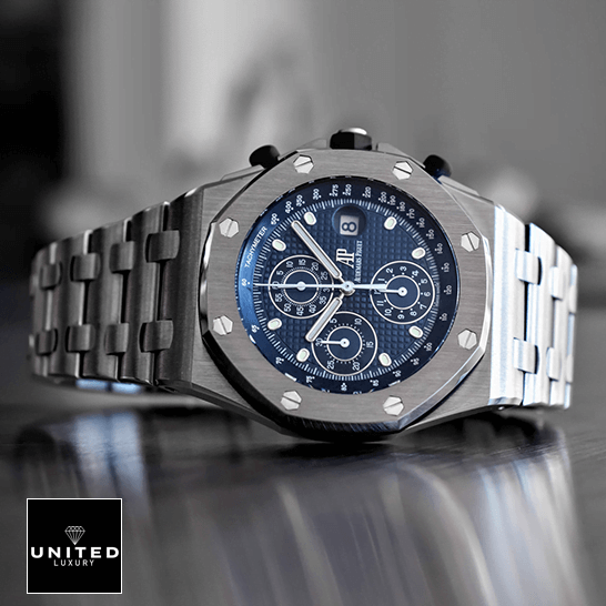 Audemars Piguet Royal Oak Offshore 26237ST "25th Anniversary" Authentic Clone 1:1 audemars piguet royal oak offshore 26237ST.OO .1000ST.01 replica tilted Audemars Piguet Blue Dial 26237ST.OO_.1000ST.01 Stainless Steel Replica crown / push button