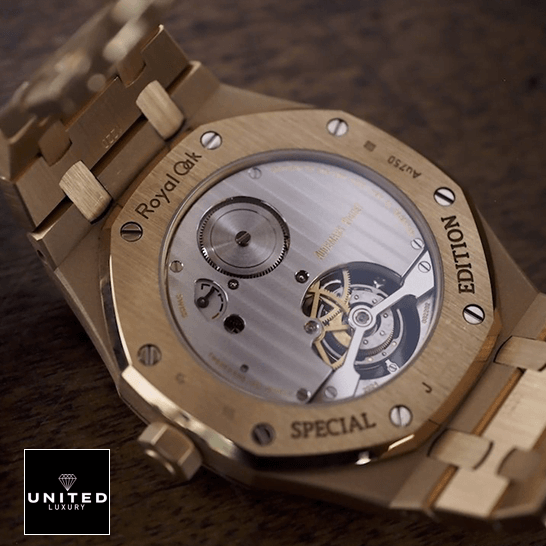 Royal Oak Tourbillon 26515OR.OO.1220OR.01 Extra-Thin Replica audemars piguet royal oak tourbillon extra plat machanisma Audemars Piguet Royal Oak Tourbliion Stainless Steel Case Replica brown background