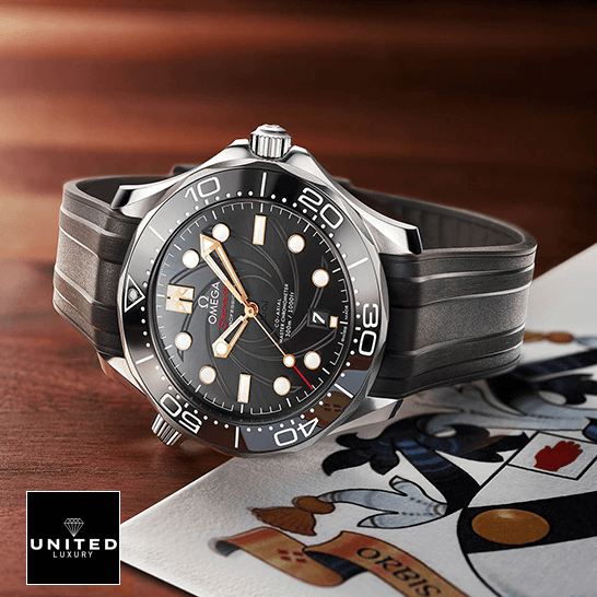 Omega Seamaster Aqua Terra 220.10.41.21.03.001 "Master Chronometer" Ultra Accurate Clone Omega Seamaster Diver 300m Co Axial Black Dial Replica side view on the card