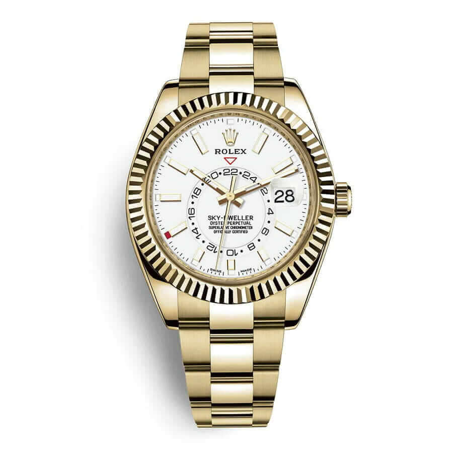 rolex-sky-dweller-white-dial-326934-oyster-replica1-1 Rolex Sky-Dweller 326938 "Yellow Gold" High-End Replica 1:1 - Image 1