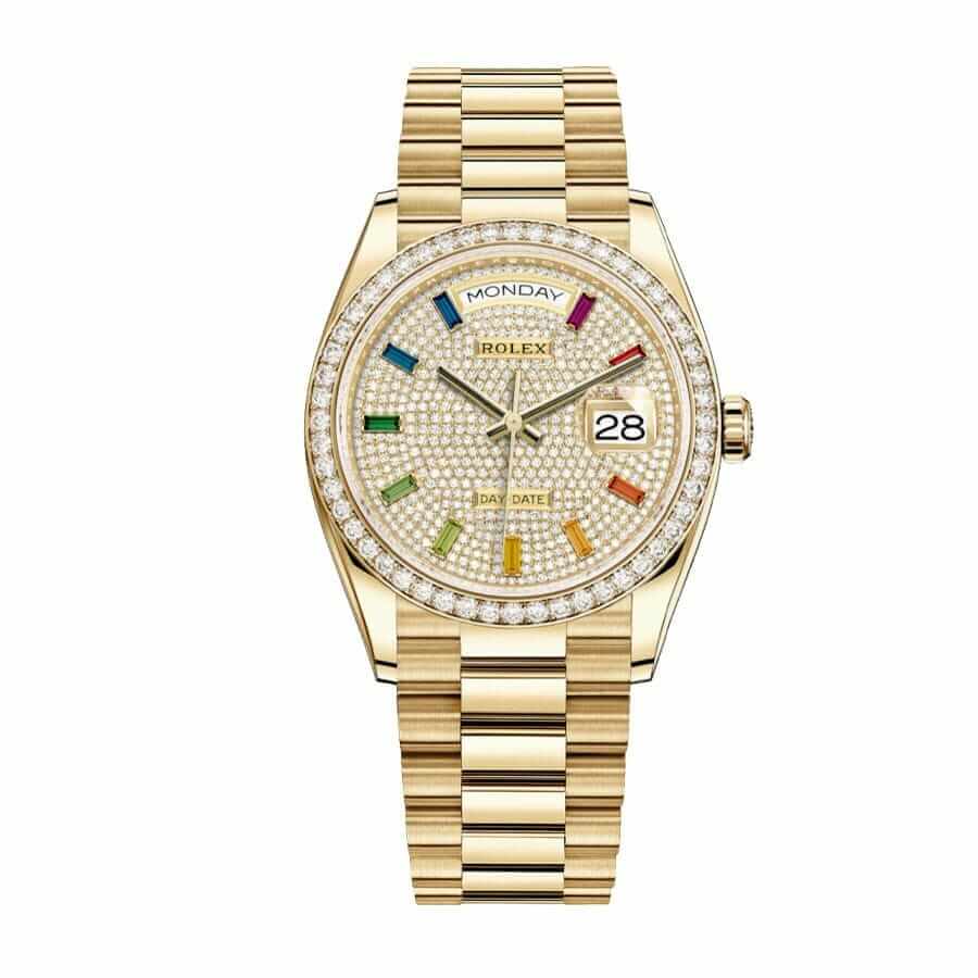 rolex-day-date-yellow-gold-with-pave-diamond-dial-sapphire-128348rbr-replica-1 Rolex Day-Date 128348RBR "Pave Diamond Dial" Perfect Duplicate Edition - Image 1