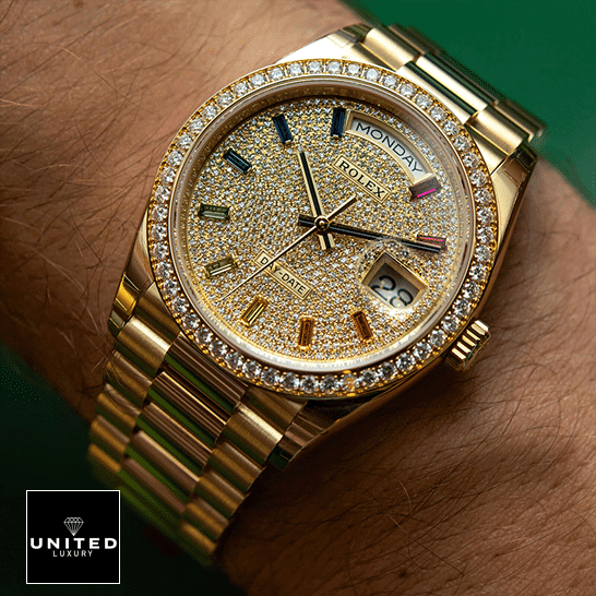 Rolex Day-Date 128348RBR "Pave Diamond Dial" Perfect Duplicate Edition Rolex Day-Date 128348RBR "Pave Diamond Dial" Perfect Duplicate Edition