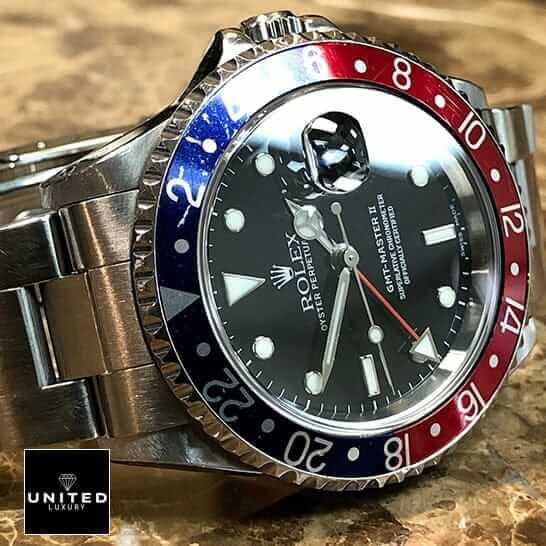 Rolex GMT-Master II 16710 "Pepsi" Premium Duplicate rolex 16710 replica3S Rolex Submariner GMT-Master II Red & Blue Bezel 16710 Oyster Replica on the Table