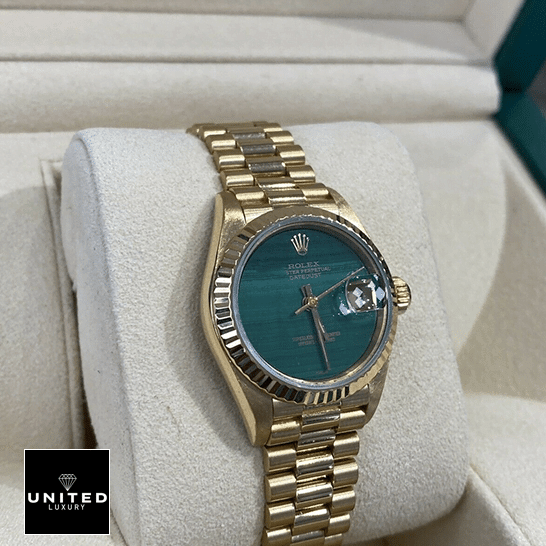 Rolex Datejust 69178 "Malachite Dial" Elite Clone Edition Rolex Datejust 69178 Yellow Gold Case & Fluted Bezel Replica in box