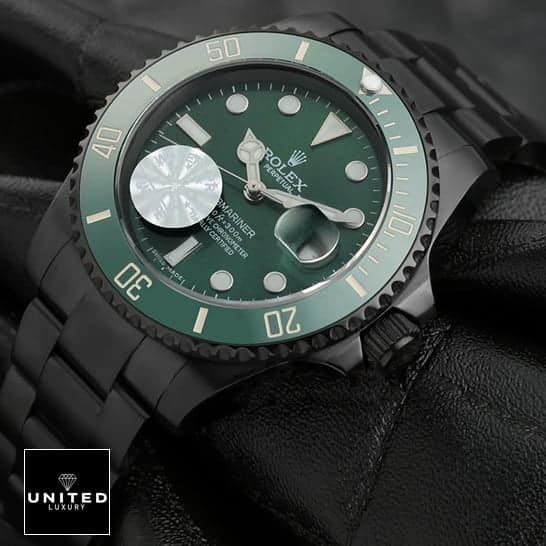 Rolex Submariner Blaken 116611N "Green Dial" Ultra Precision Replica rolex blaken submariner green 166611n Rolex Blaken Green Dial on a Black Backround