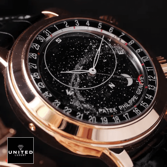 Patek Philippe Grand Complications 6102R-001 "Celestial" Premium Clone Edition Patek Philippe Celestial Rose Gold Bezel Black Dial Replica front view