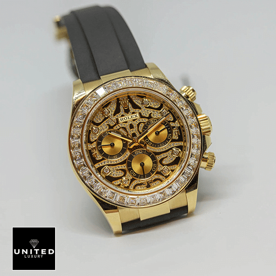 Rolex Cosmograph Daytona 116588TBR "Eye Of The Tiger" Exact Duplicate Quality Rolex Daytona Eye of the Tiger Yellow Gold 116508-0004 Replica Gem-Set Bezel