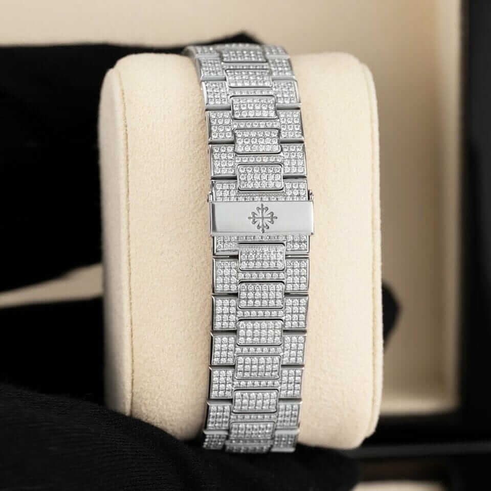 Patek Philippe Nautilus 5719/10G-010 "Diamond" Swiss Super Clone 1patek 5719 diamond replica Patek Philippe Nautilus 5719/10G-010 "Diamond" Swiss Super Clone 1patek 5719 diamond replica