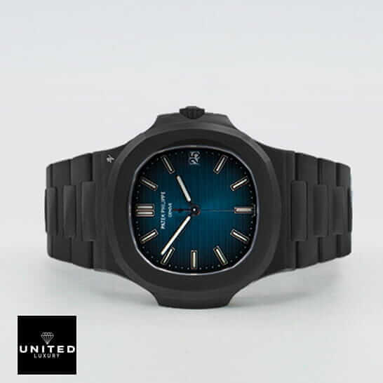 Patek Philippe Nautilus 5711/1A-010 "Black Dial" High-End Replica 1:1 nautilus 5711 black replica 5 Patek Philippe Geneve Blue Dial Replica white background side view