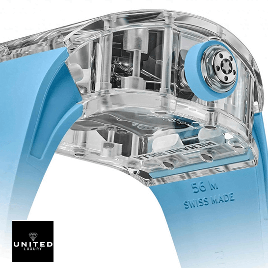 Richard Mille RM 053-02 "Sapphire" Exact Replica 1:1 richard mille tourbillon rm 53 02 sapphire left man Richard Mille Tourbillion RM53-02 Sapphire Left Replica side view