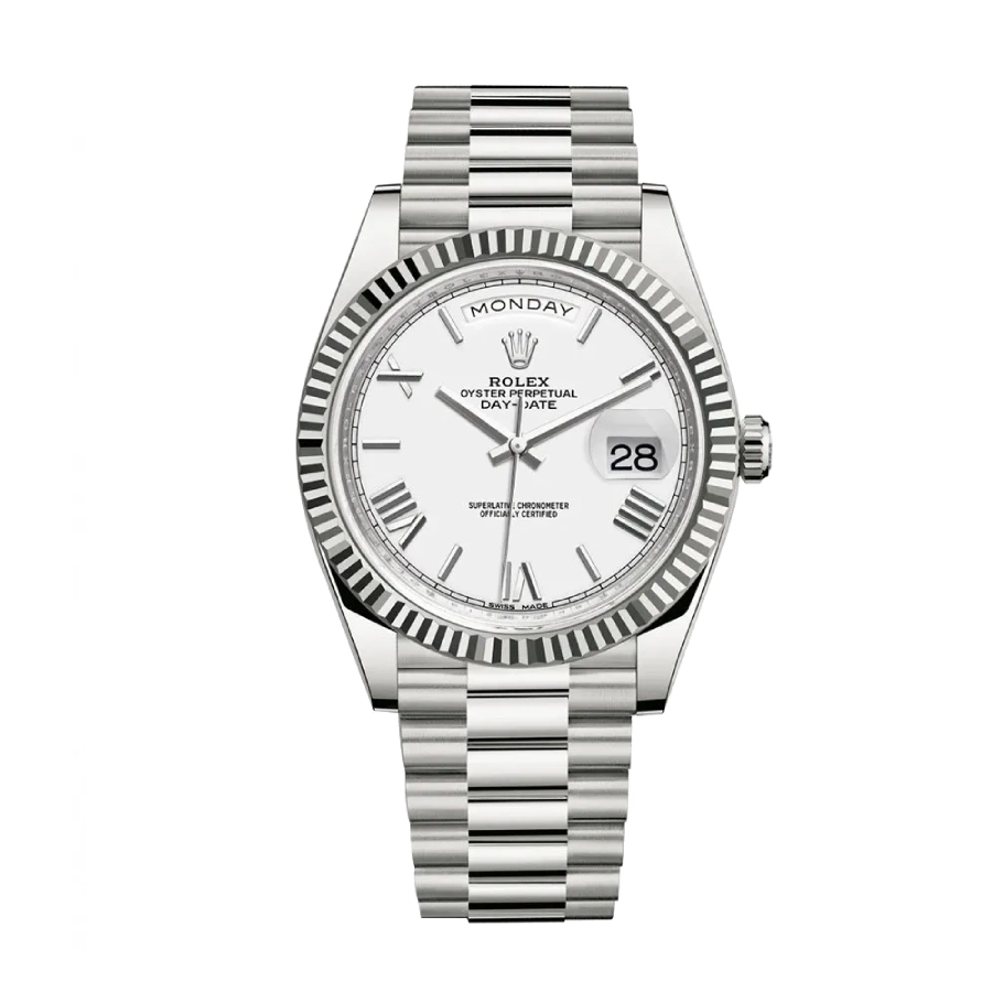 rolex-rhodium-silver-replica-1 Rolex Day-Date M228239 "White Roman Dial" Elite Clone Edition - Image 1