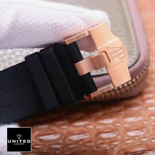 Audemars Piguet Royal Oak Offshore 26173ST.OO.D003CU.01 Premium Copy 1:1 ap pride of germany bracelet Audemars Piguet Black Rubber Bracelet Gold Clasp Replica opened clasp
